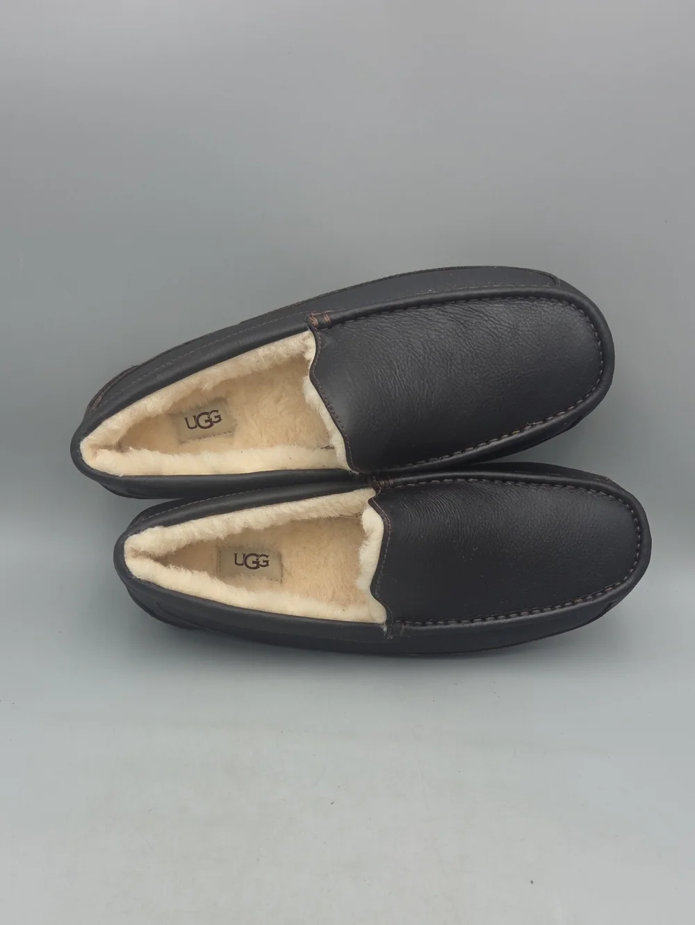 UGG Men's Ascot Brown Leather House Slippers Men 12